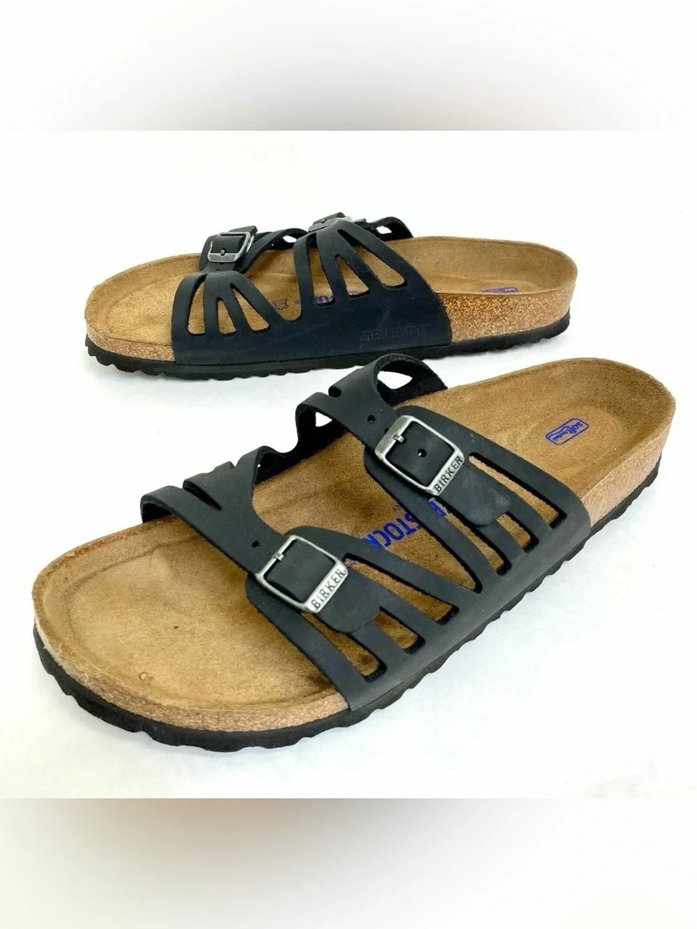 Birkenstock 💅 Granada Black Oiled Leather Soft Footbed Sandal Slide 37 39 40 41 - Picture 13 of 13